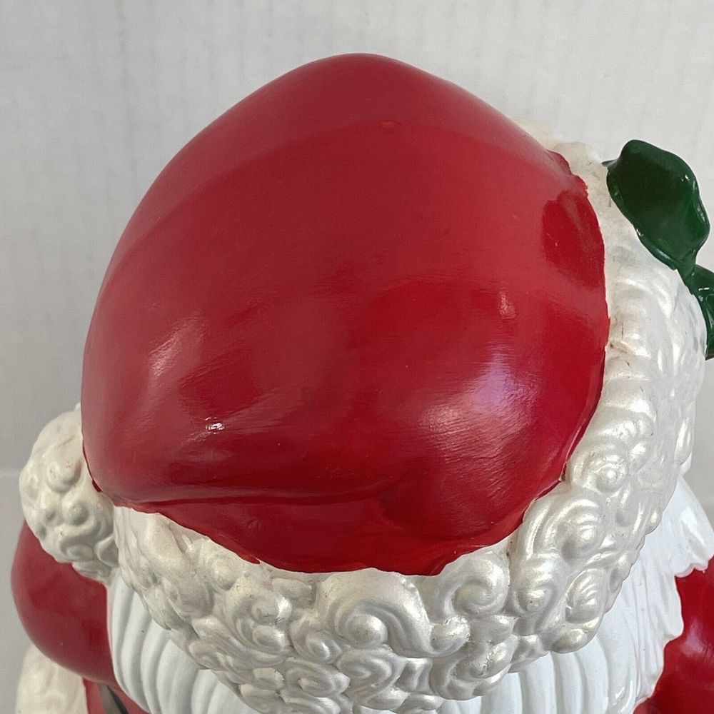 Vintage 13” Santa Claus Saint Nick Ceramic Mold Santa Winking Holding A Lantern - Picture 10 of 14